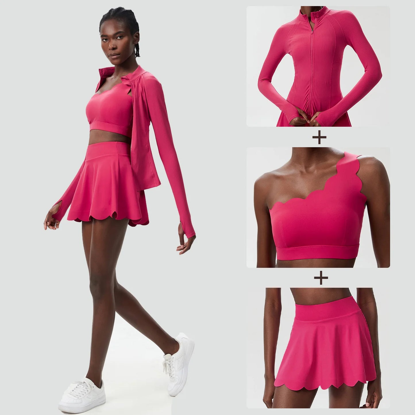3Pcs Fitness Yoga Set Women Solid Color Gym Running Suit