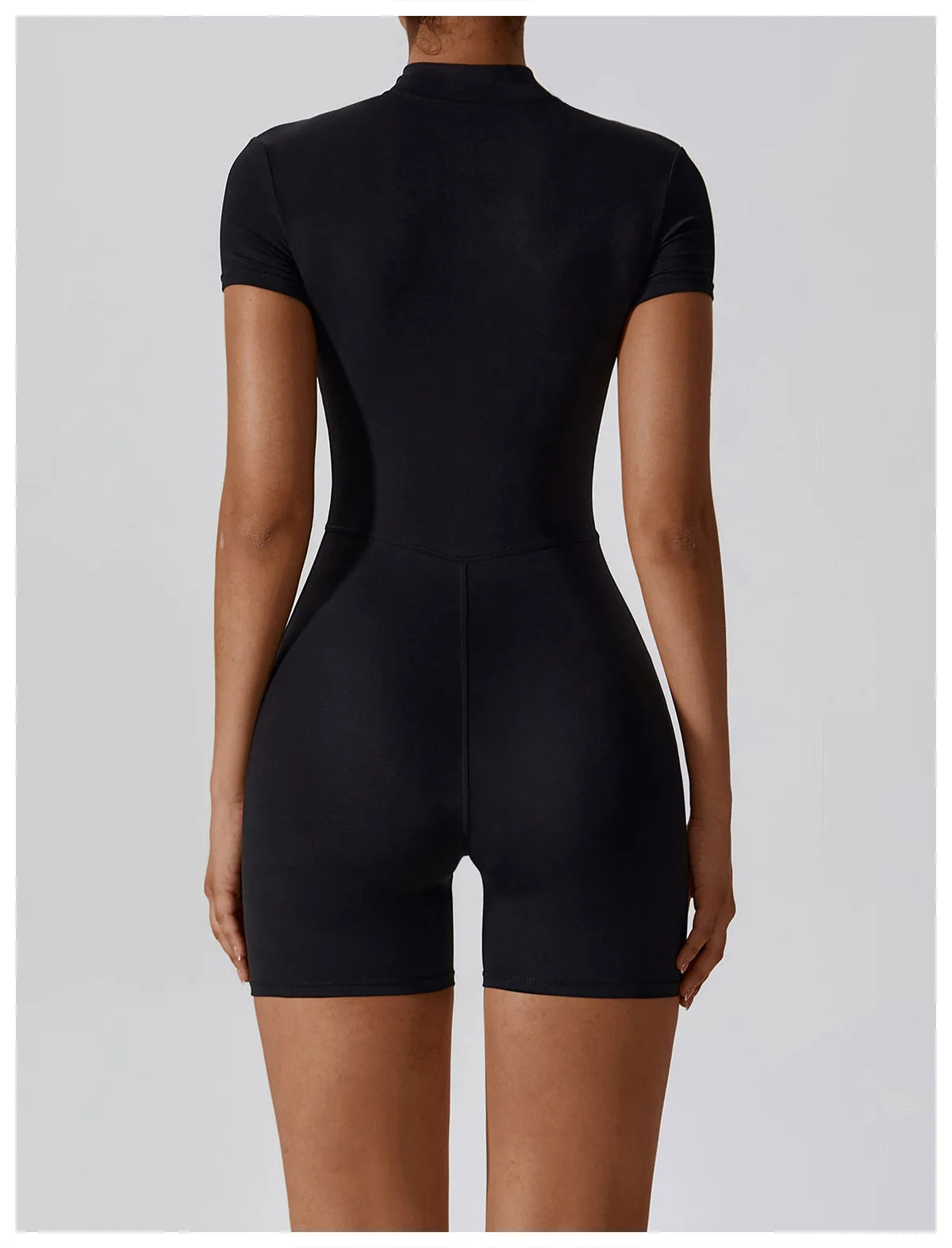 Summer Zipper Jumpsuit Short Sleeve Yoga Bodysuit