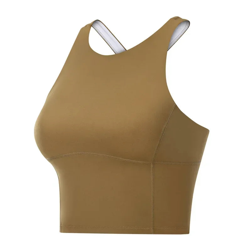 Comfy Cross Back Wide Strap Push-up Crop Top