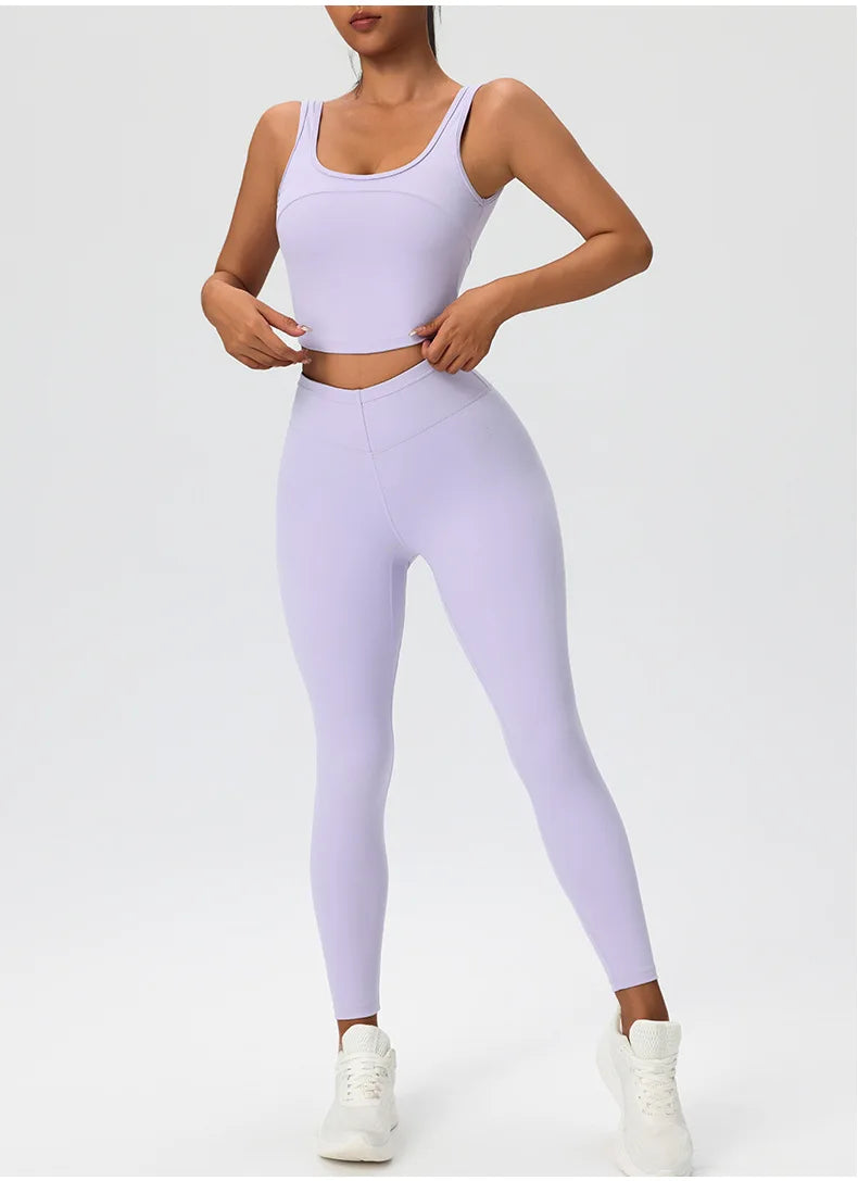 2 Pieces Women's High Quality Soften Yoga Set Sports Suit Gym Set