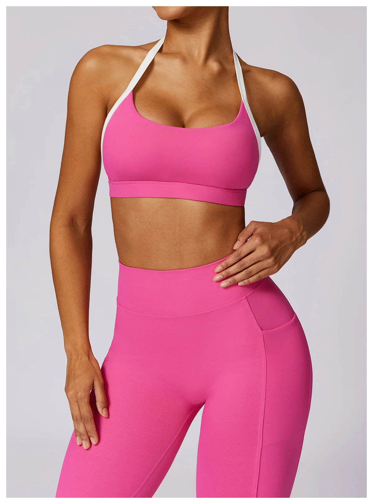 2Pcs Gym Set Women Workout Backless Yoga Suit