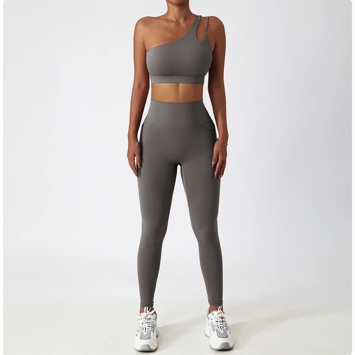2PCS Seamless Women Tracksuit Yoga Set Workout Sportswear