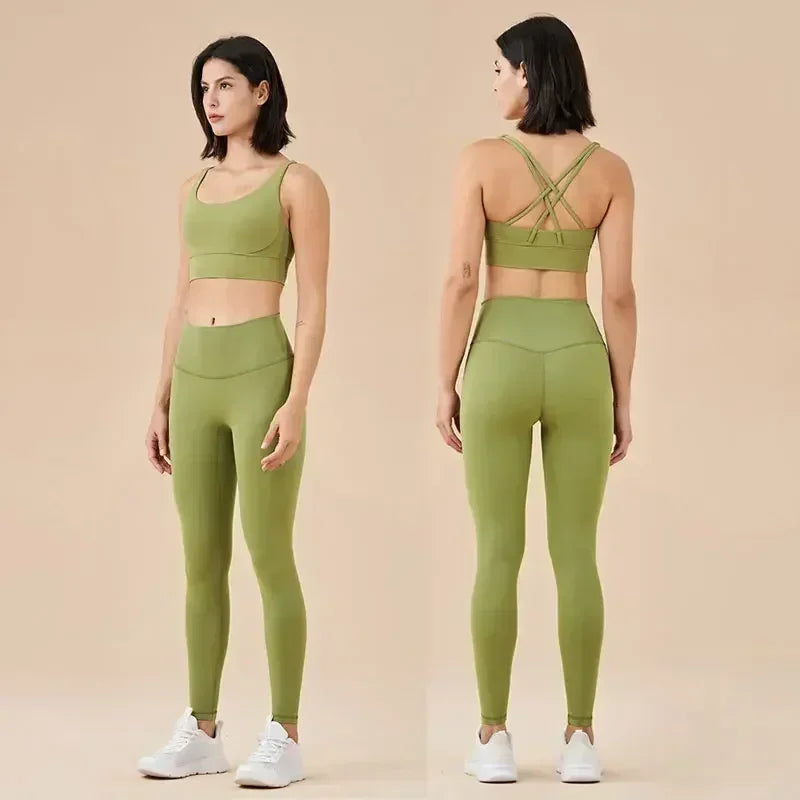 Sportswear Yoga Set Leggings and Tops Fitness