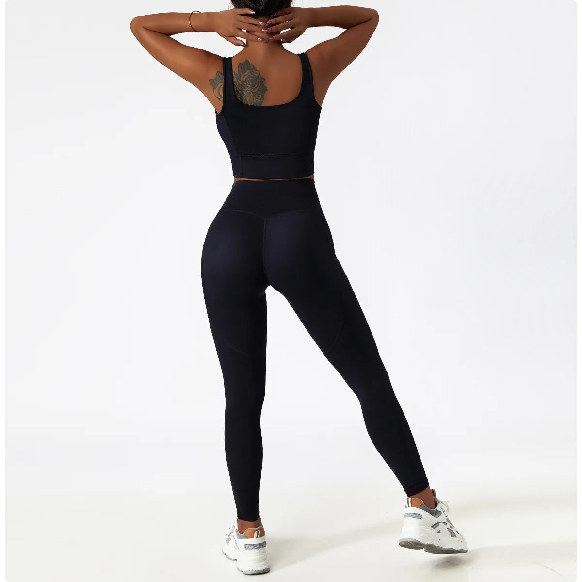 2PCS Seamless Women Tracksuit Yoga Set Workout Sportswear