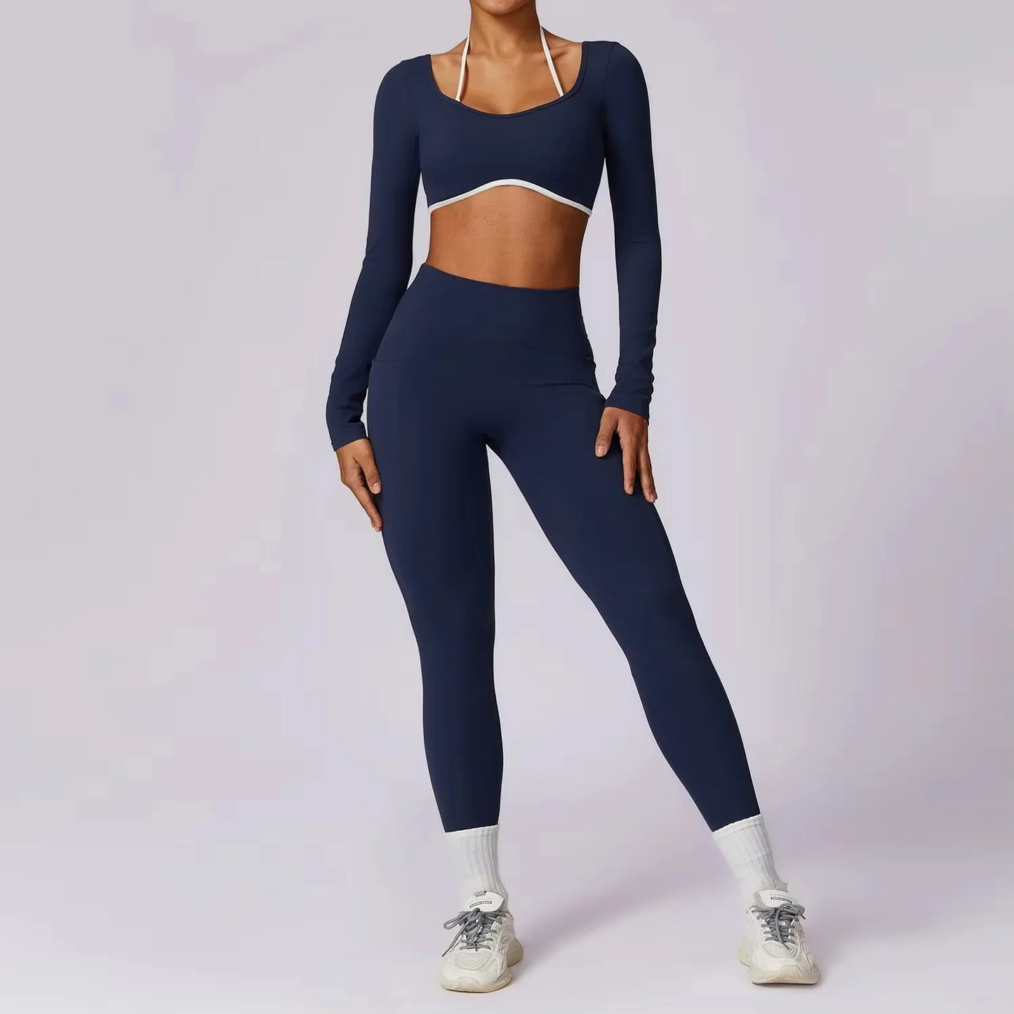 2Pcs Gym Set Women Workout Backless Yoga Suit