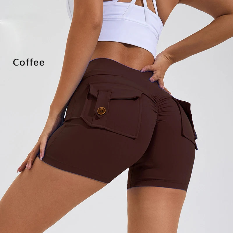 DIAS FIT JOY Tight Women's Shorts Pocket high waist lifting buttocks quick drying yoga shorts