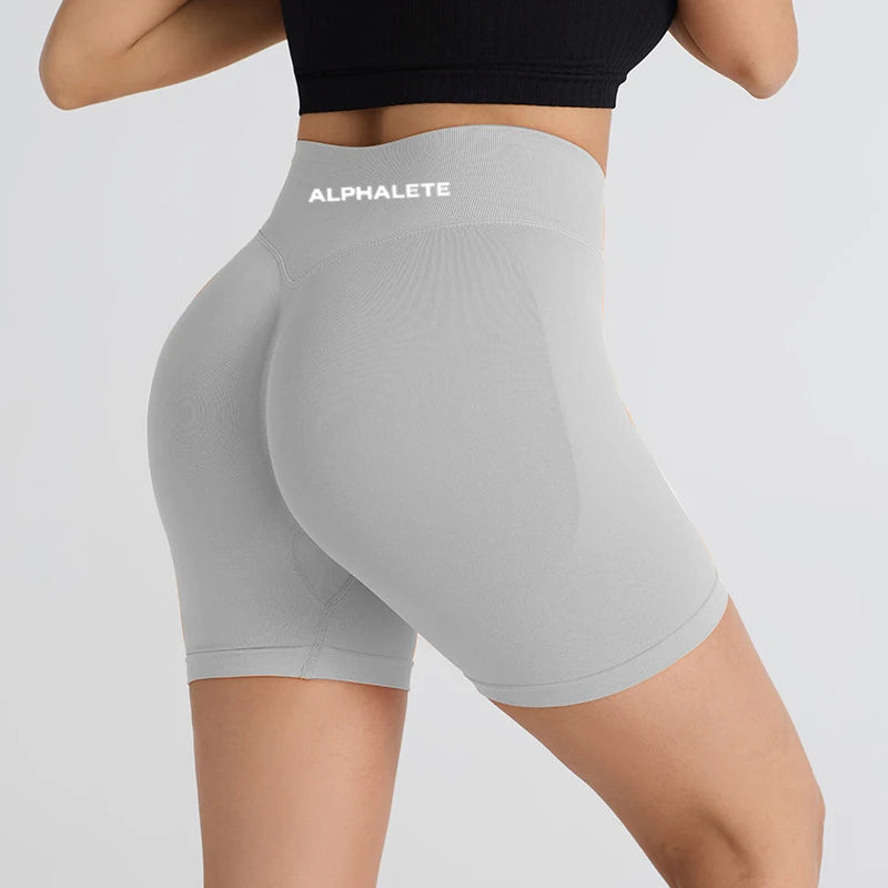 2025 ALPHALETE Impact Shorts Women Fitness Sports Biker Shorts Ribbed Band Yoga Shorts Workout Scrunch Butt Seamless Leggings