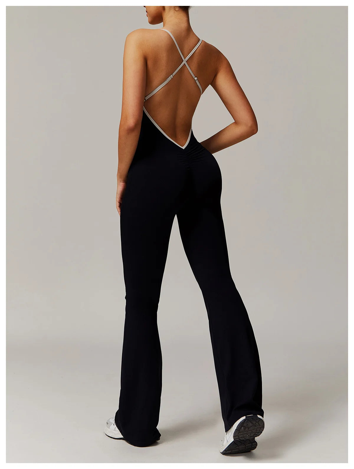 V Back Jumpsuit Gym Set