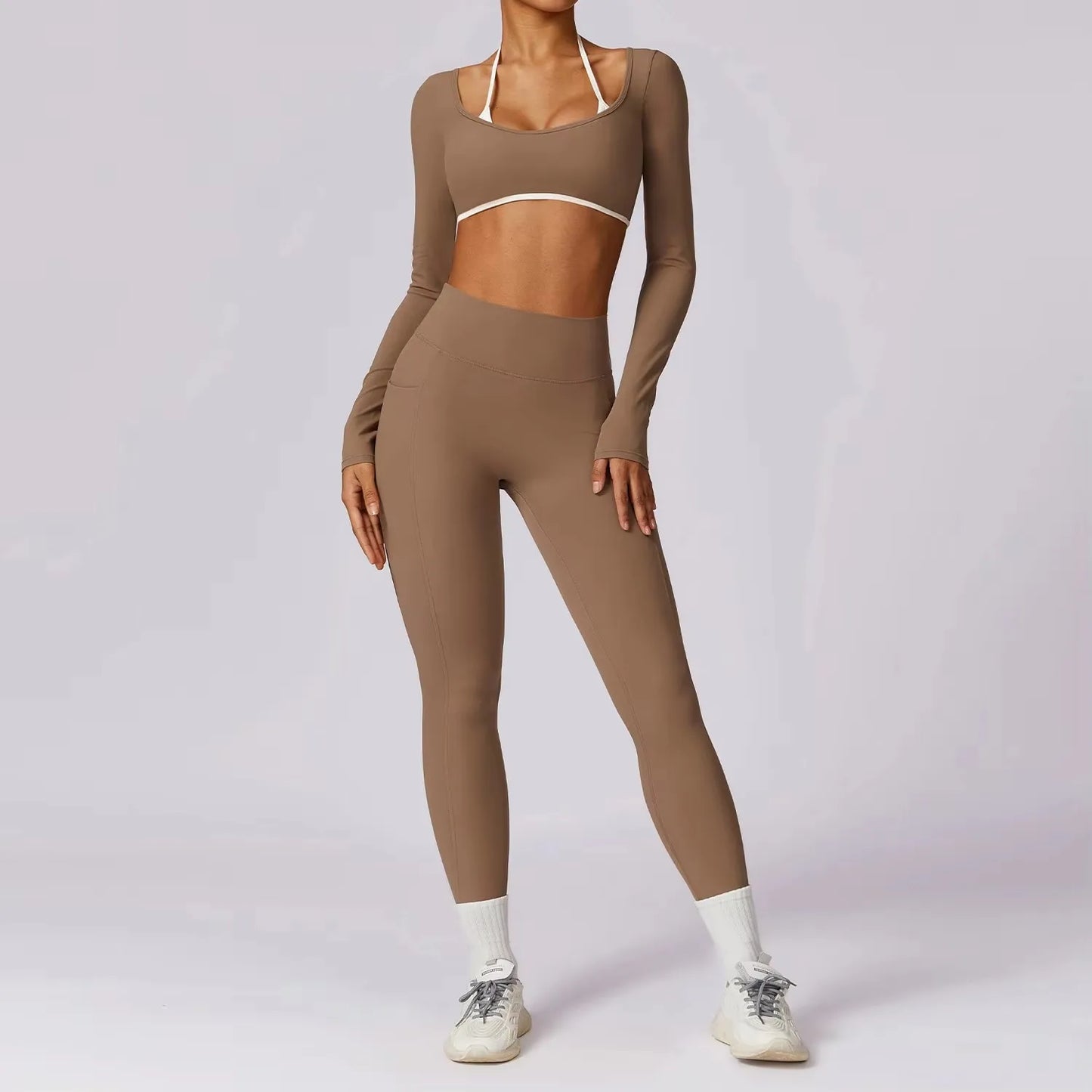 2Pcs Gym Set Women Workout Backless Yoga Suit