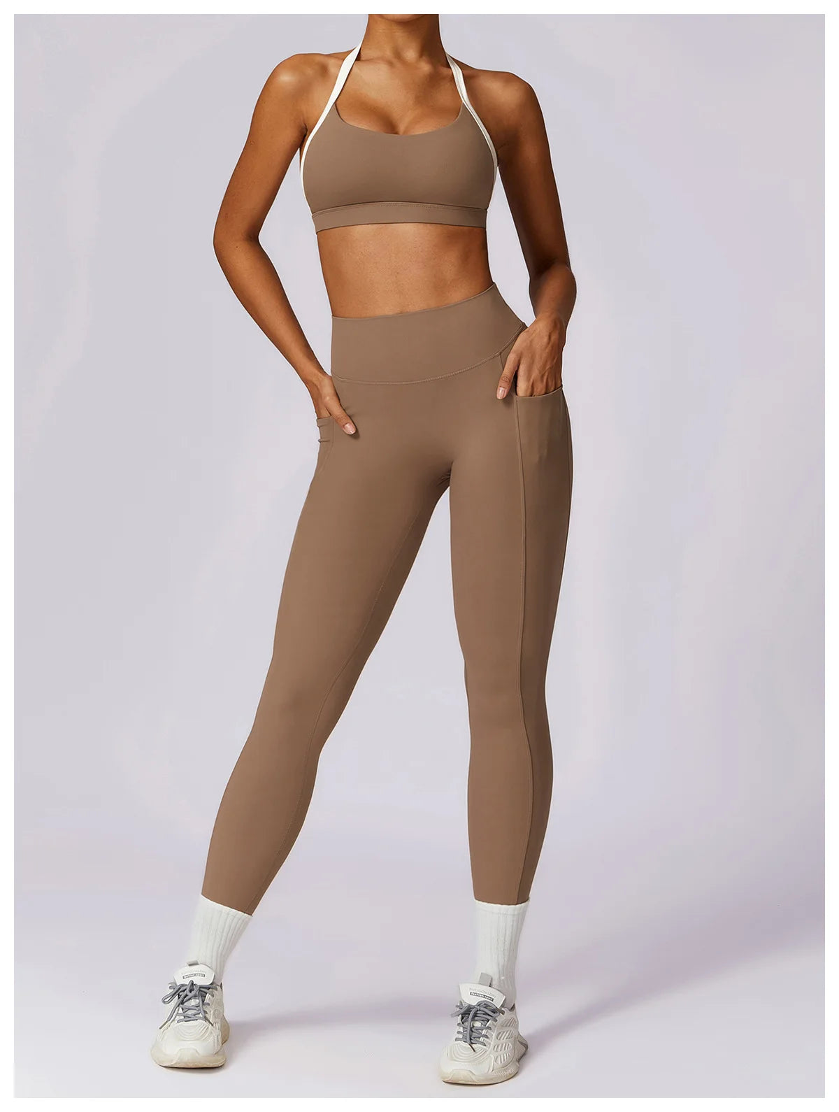 2Pcs Gym Set Women Workout Backless Yoga Suit