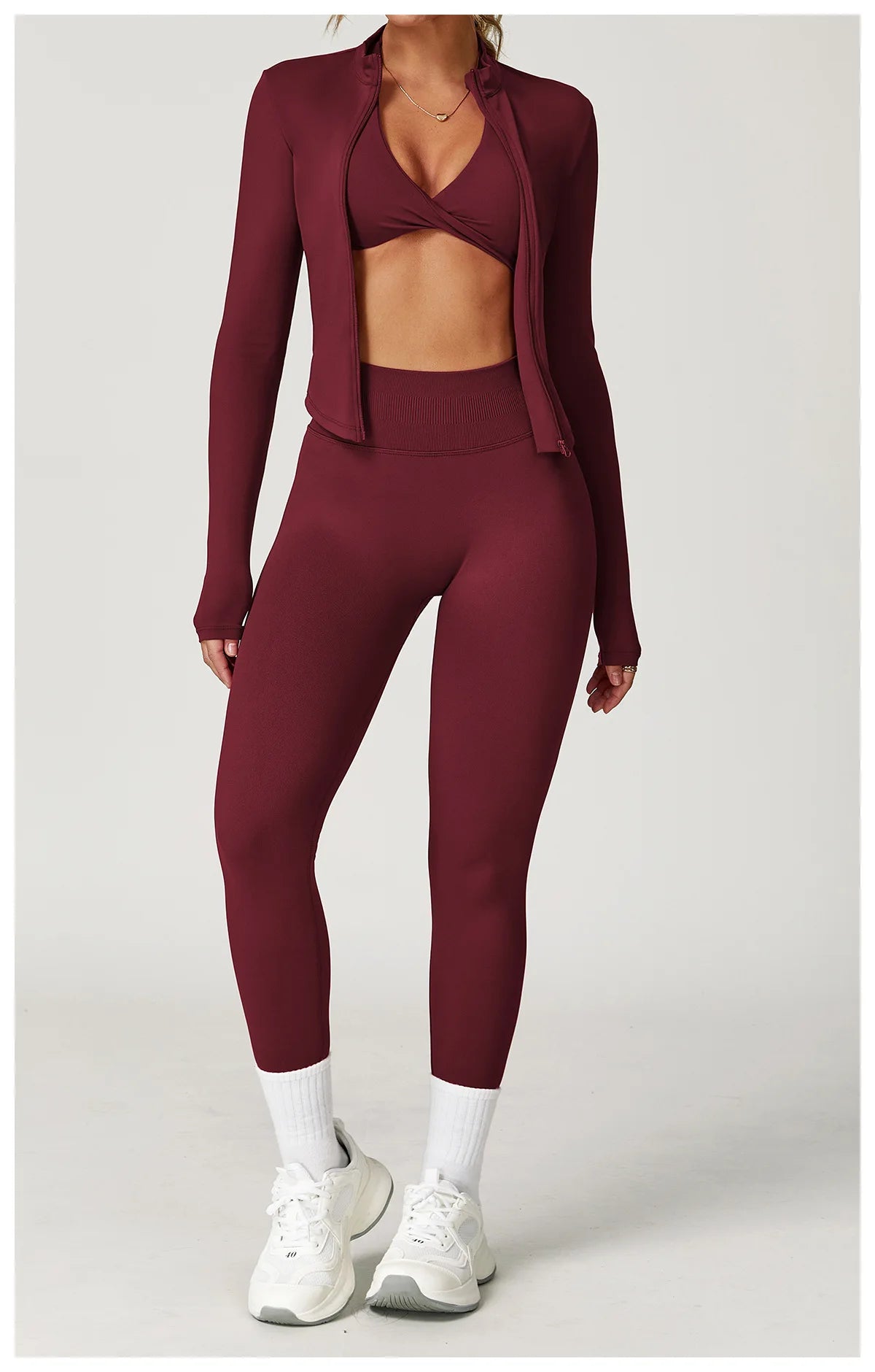 Yoga Suit 2PCS Sports Set Women Tracksuit Running Workout Long Sleeve