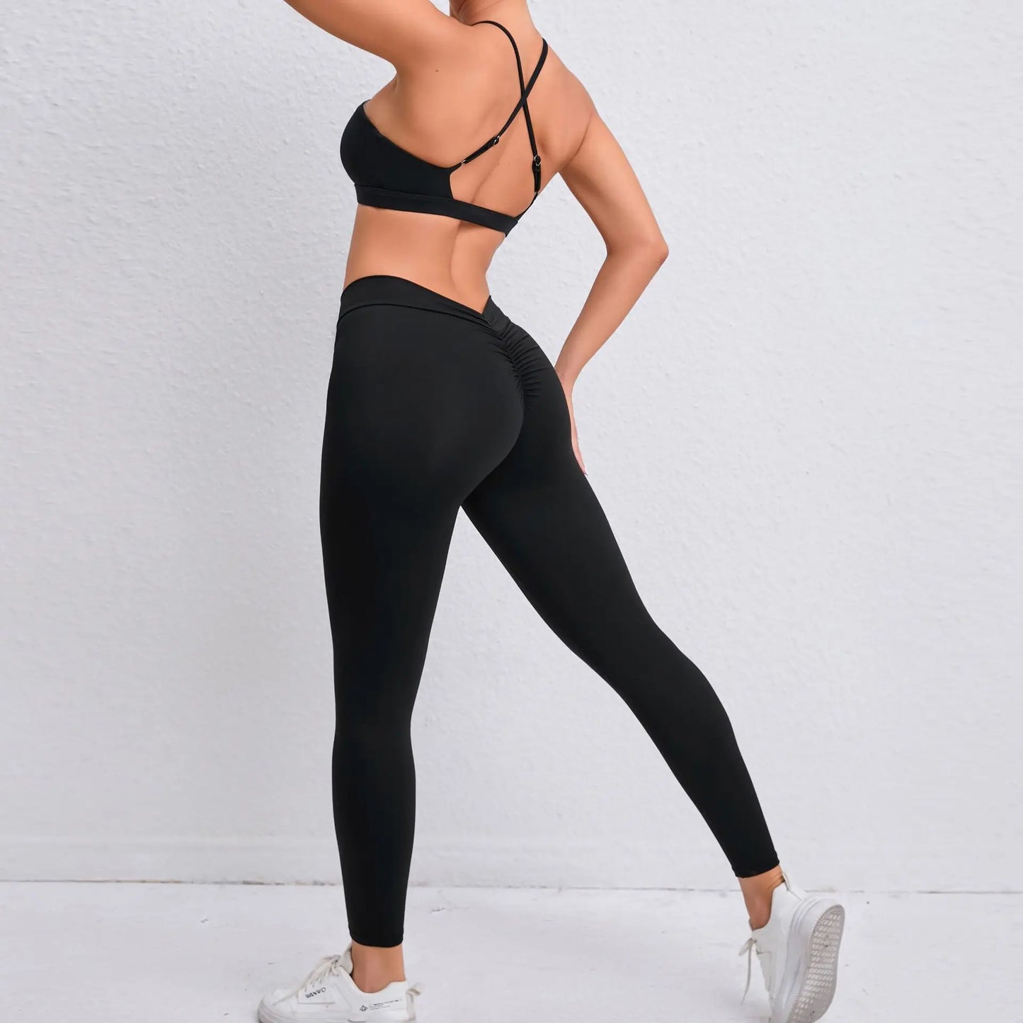 Sports Set Women Clothes Fitness Outfit Rib Yoga Suit Cross Running