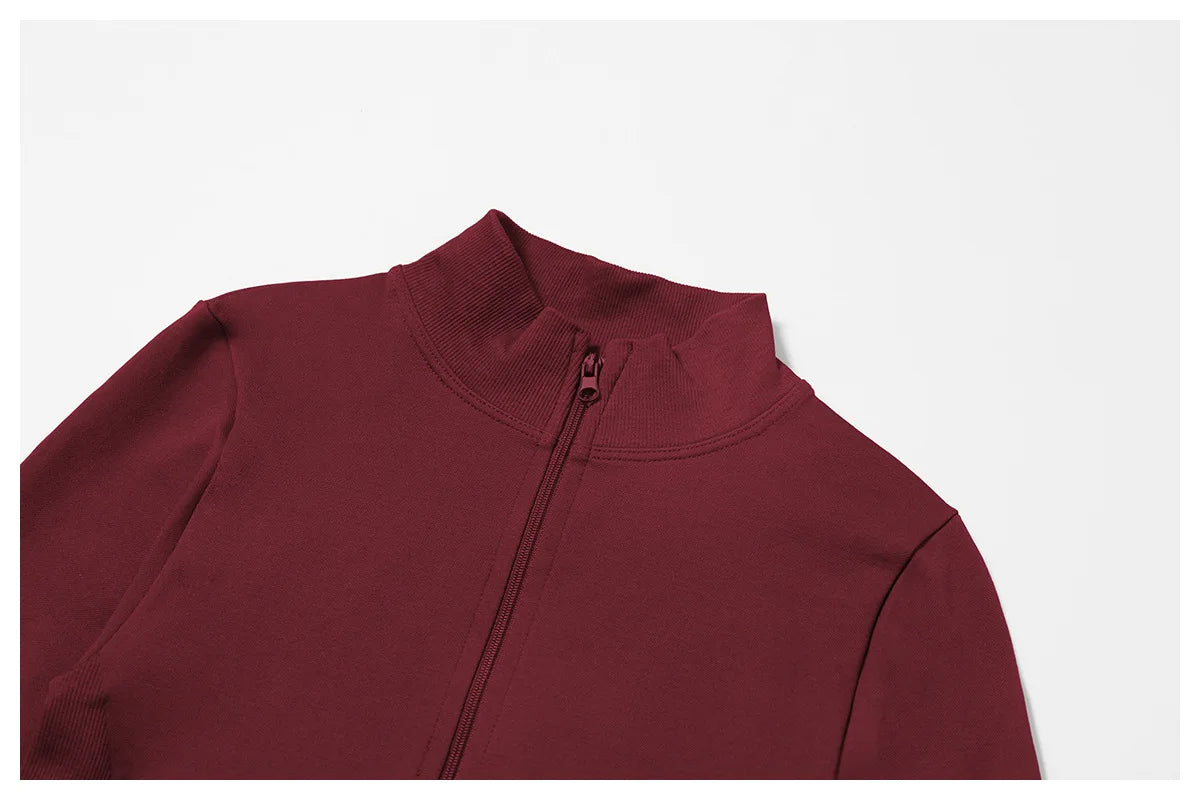 Seamless Yoga Clothes Women's Top Standing Collar Long Sleeved Sports Jacket