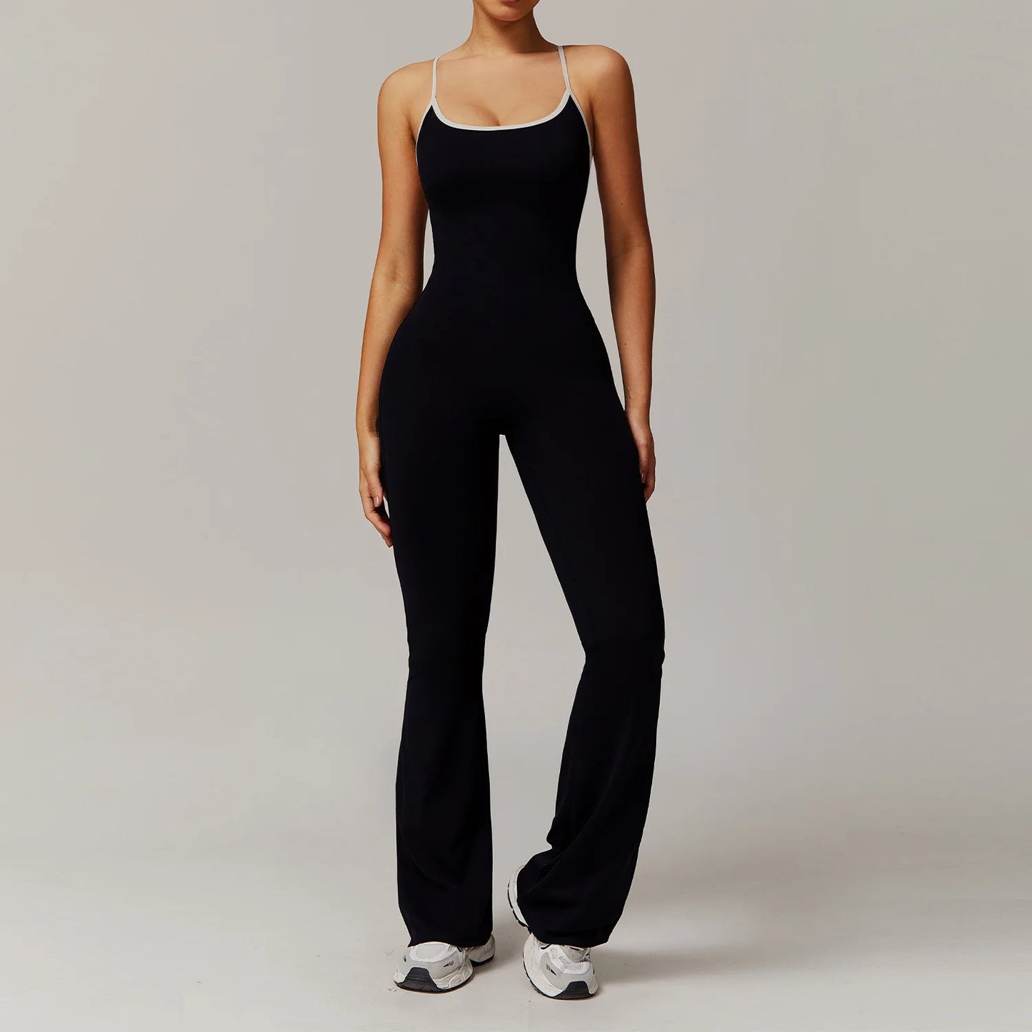 V Back Jumpsuit Gym Set