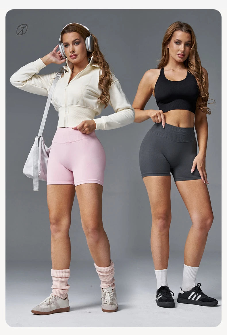 Mileegirl Peach Hip Yoga Tights for Women, Seamless Impact Sports Shorts, Quick Drying Gym Fitness Shorts, Elastic Workout Wear