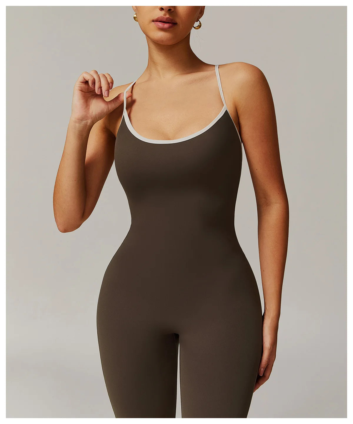 V Back Jumpsuit Gym Set