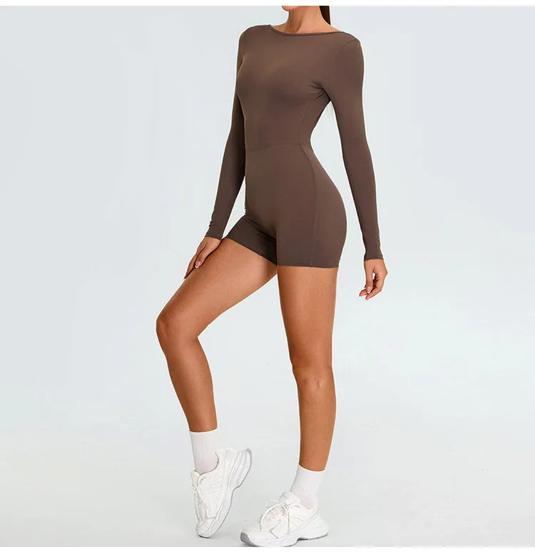 Yoga Suit Yoga Jumpsuit Long Sleeved Backless Rompers Sports Wear