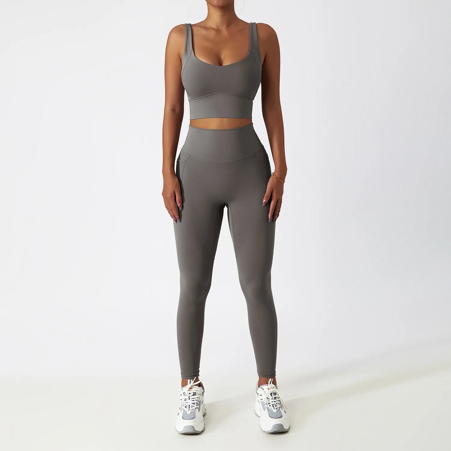 2PCS Seamless Women Tracksuit Yoga Set Workout Sportswear