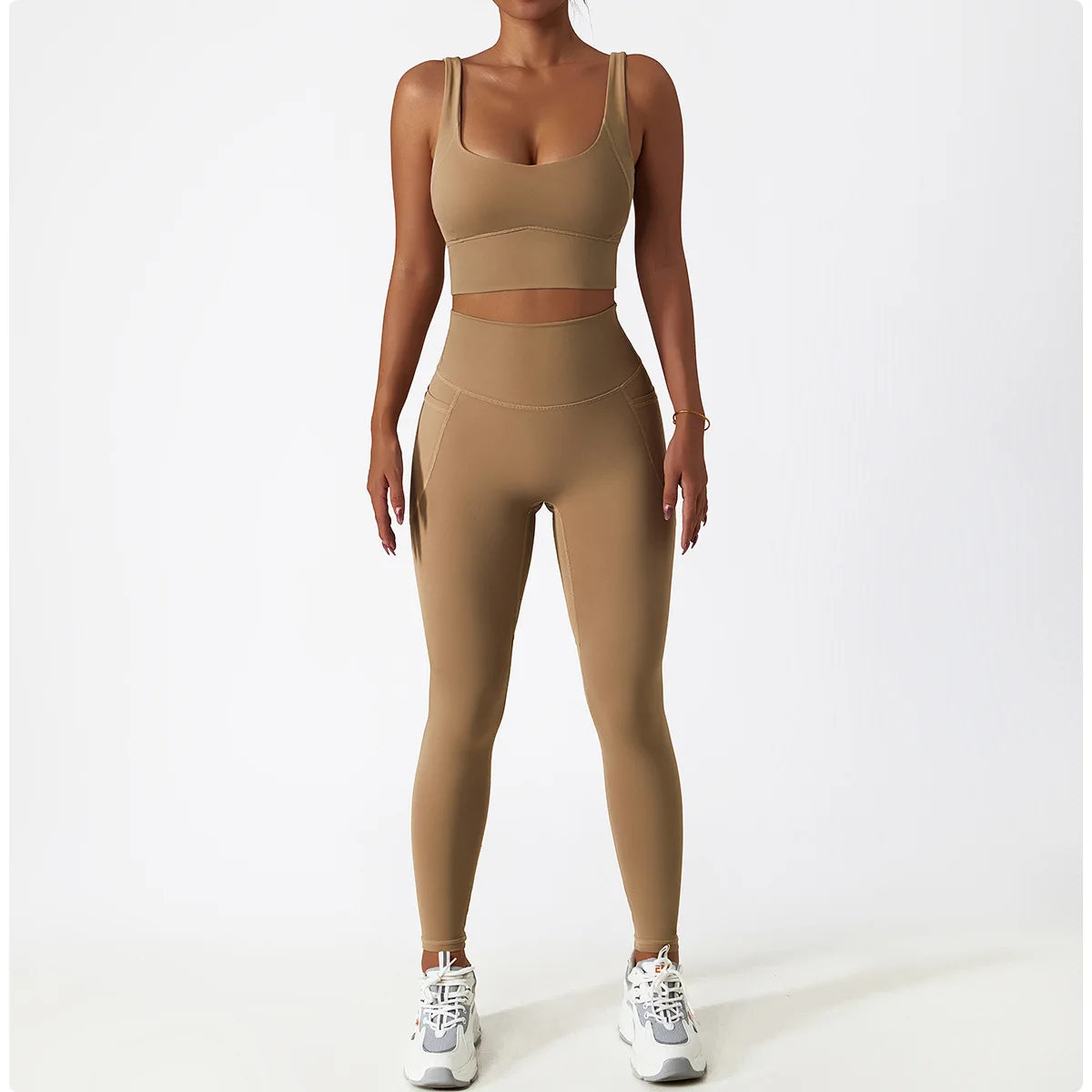 2PCS Seamless Women Tracksuit Yoga Set Workout Sportswear