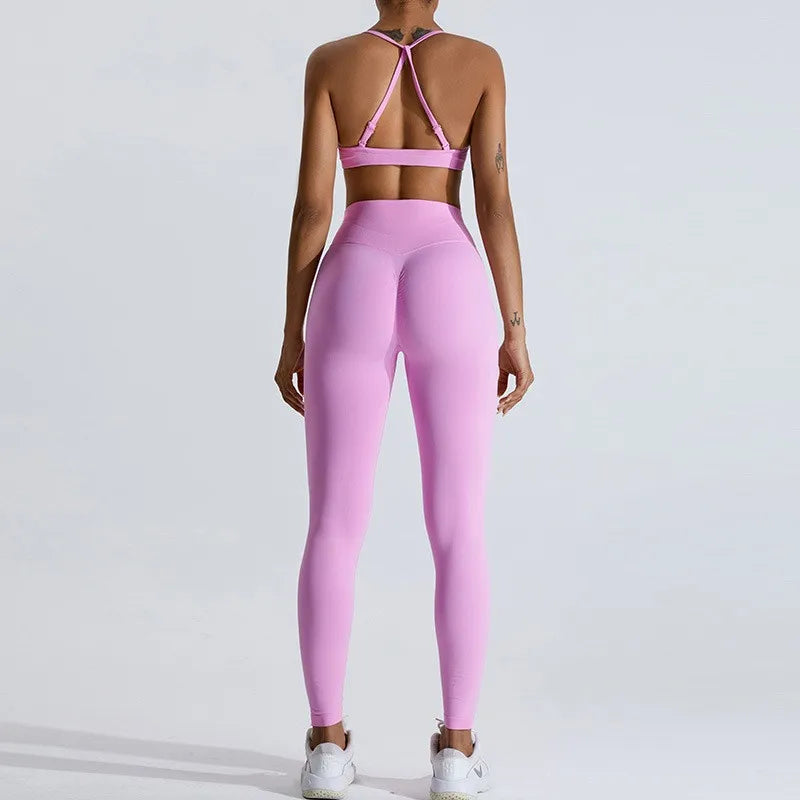Gym Clothes Women 2 Pcs Yoga Set Sports Bra Seamless High Waist Leggings