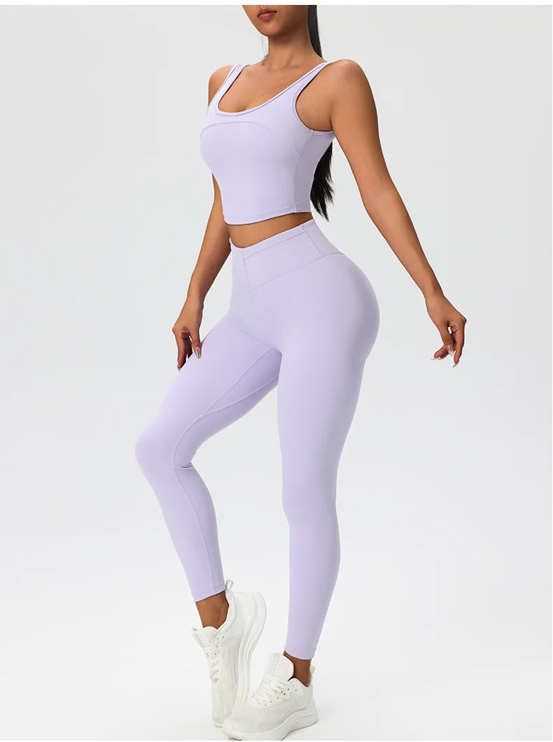 2 Pieces Women's High Quality Soften Yoga Set Sports Suit Gym Set
