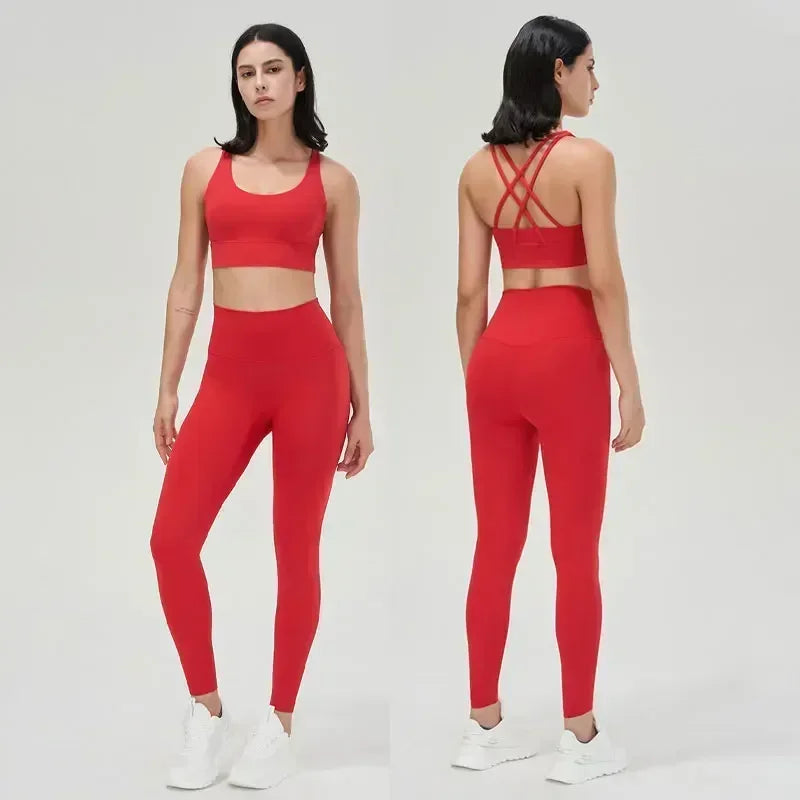 Sportswear Yoga Set Leggings and Tops Fitness