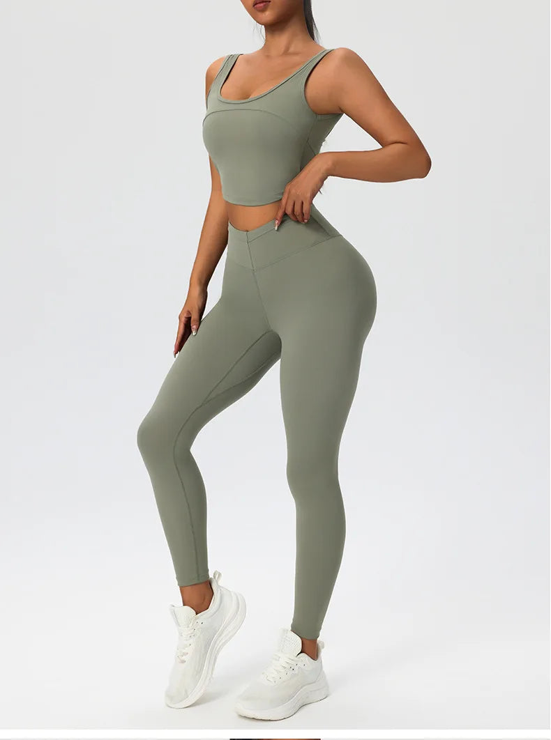 2 Pieces Women's High Quality Soften Yoga Set Sports Suit Gym Set