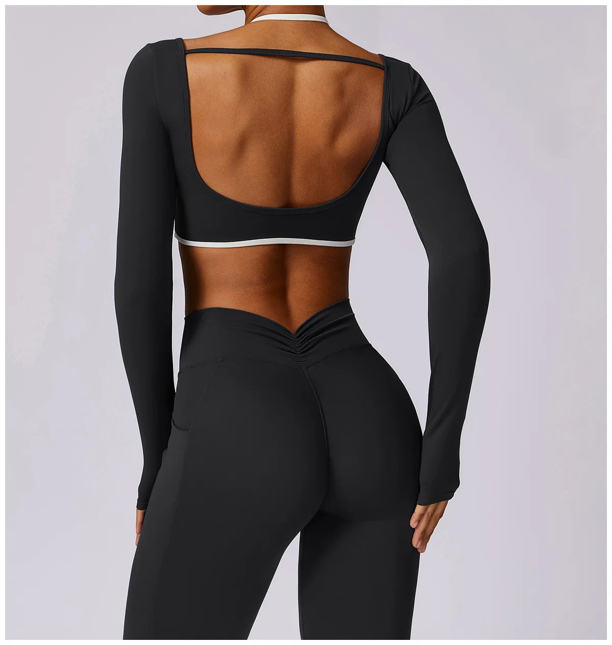 2Pcs Gym Set Women Workout Backless Yoga Suit