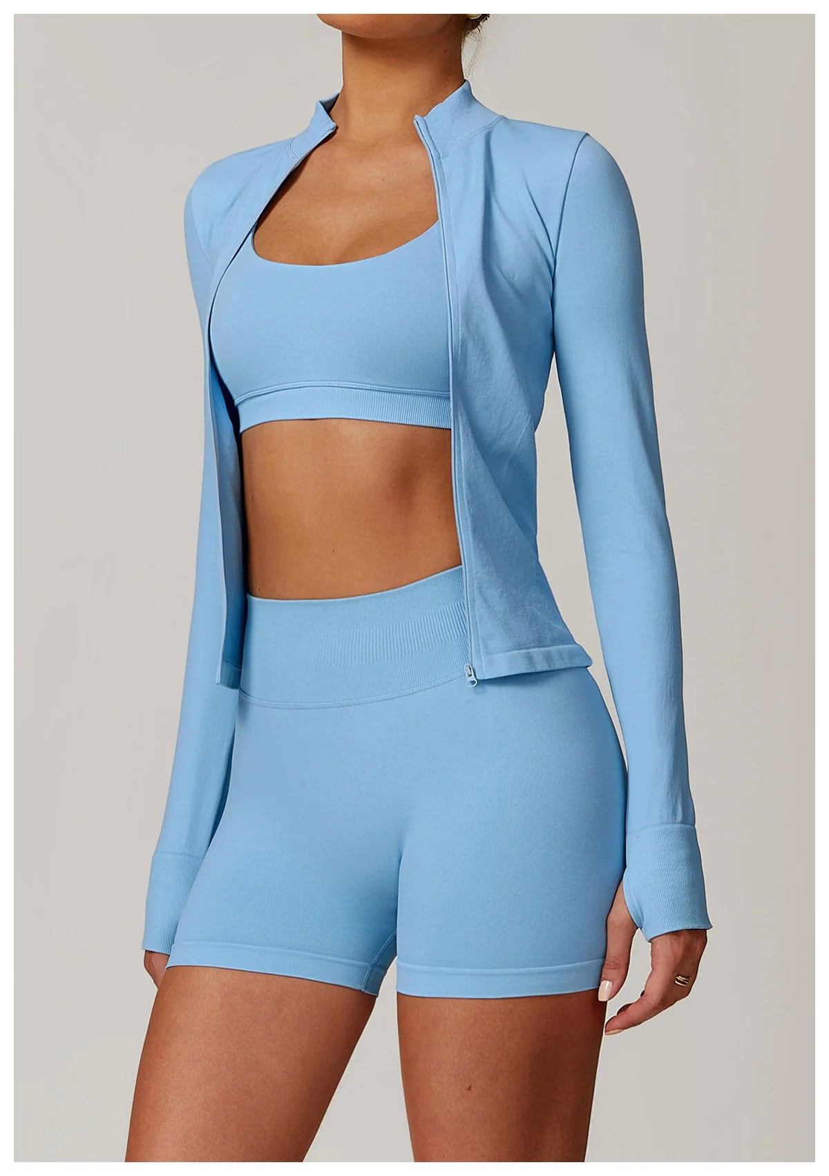 Seamless Yoga Clothes Women's Top Standing Collar Long Sleeved Sports Jacket
