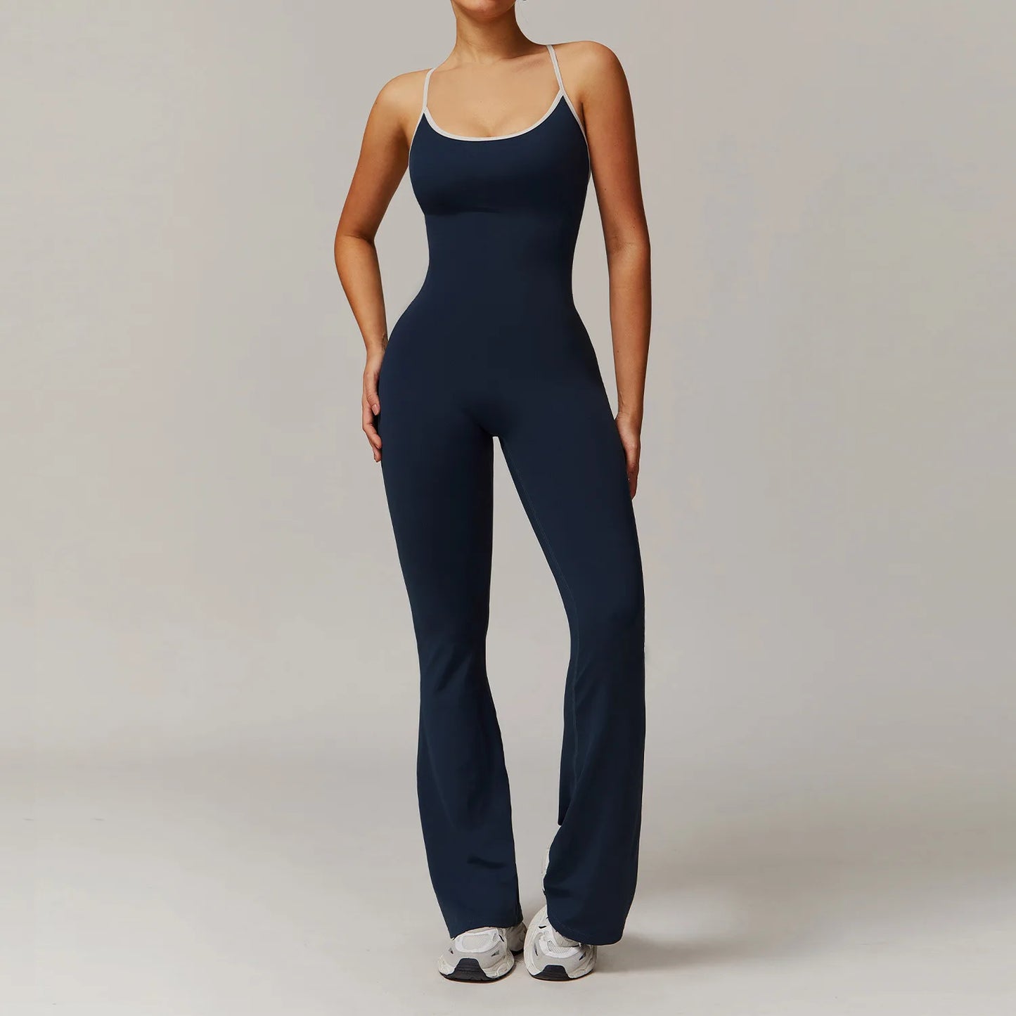 V Back Jumpsuit Gym Set