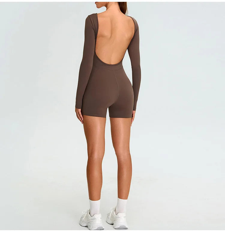 Yoga Suit Yoga Jumpsuit Long Sleeved Backless Rompers Sports Wear