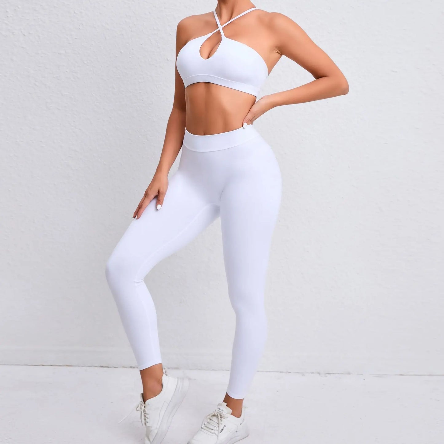 Sports Set Women Clothes Fitness Outfit Rib Yoga Suit Cross Running