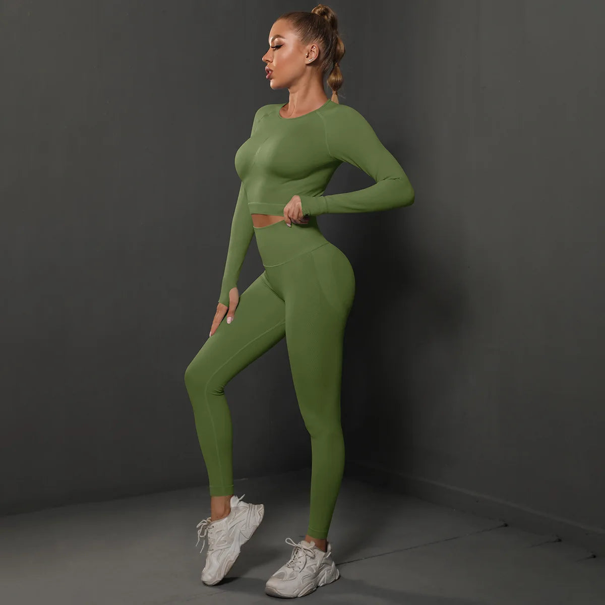 Women Sets 2PCS Energy Seamless Gym Tracksuits Tights Set