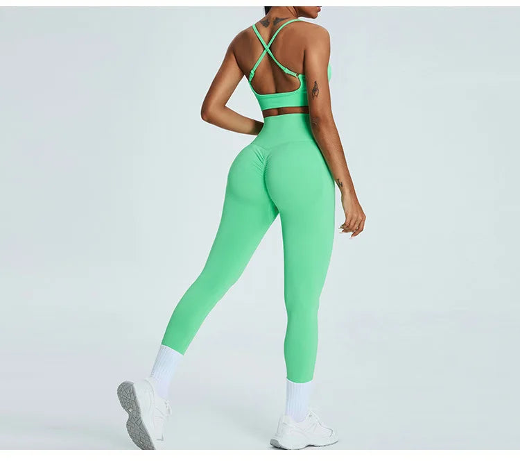 Women's Tracksuit Seamless Fitness Suit 2PCS Yoga Set Sportswear Workout