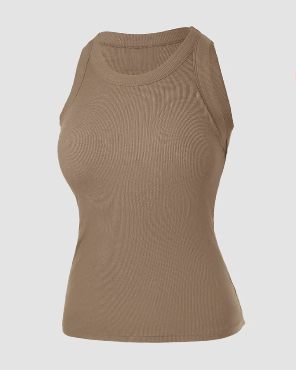 Sleeveless Ribbed Knit Tank Top