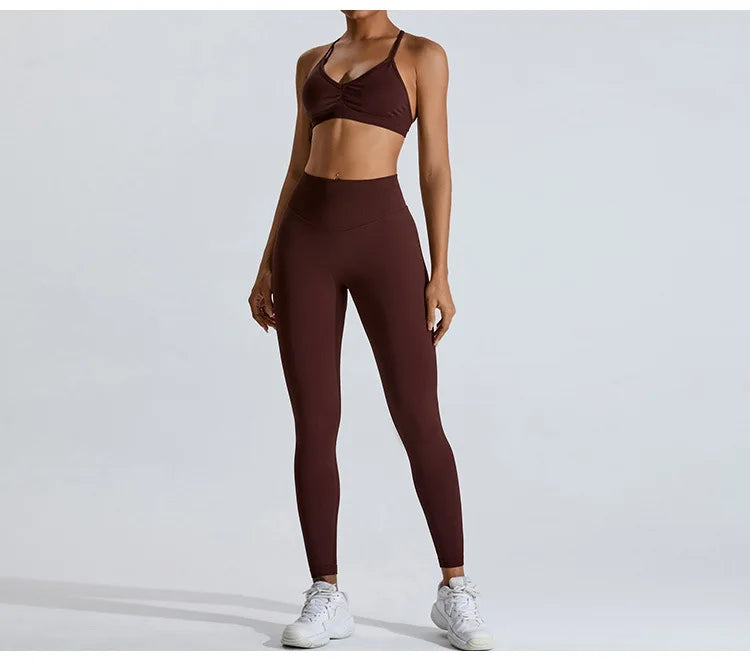 Gym Clothes Women 2 Pcs Yoga Set Sports Bra Seamless High Waist Leggings