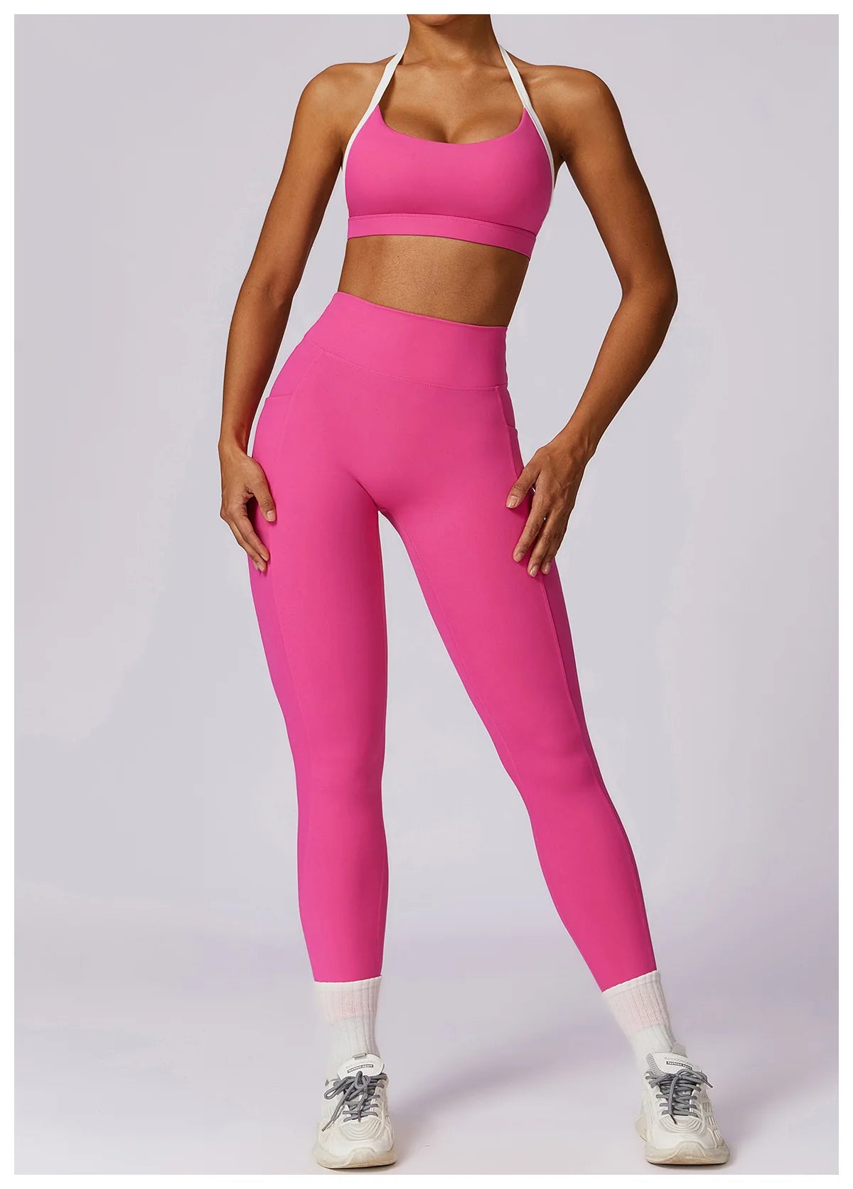2Pcs Gym Set Women Workout Backless Yoga Suit