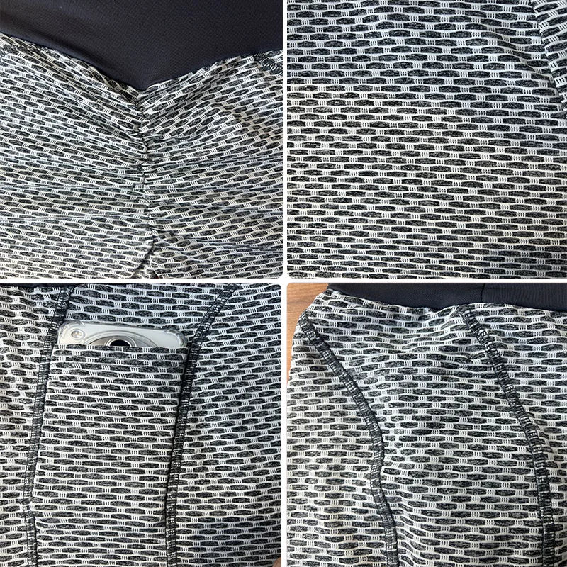Women elasticity gym shorts with pockets hip lifting running yoga leggings short high waist Breathable quick dry sports shorts