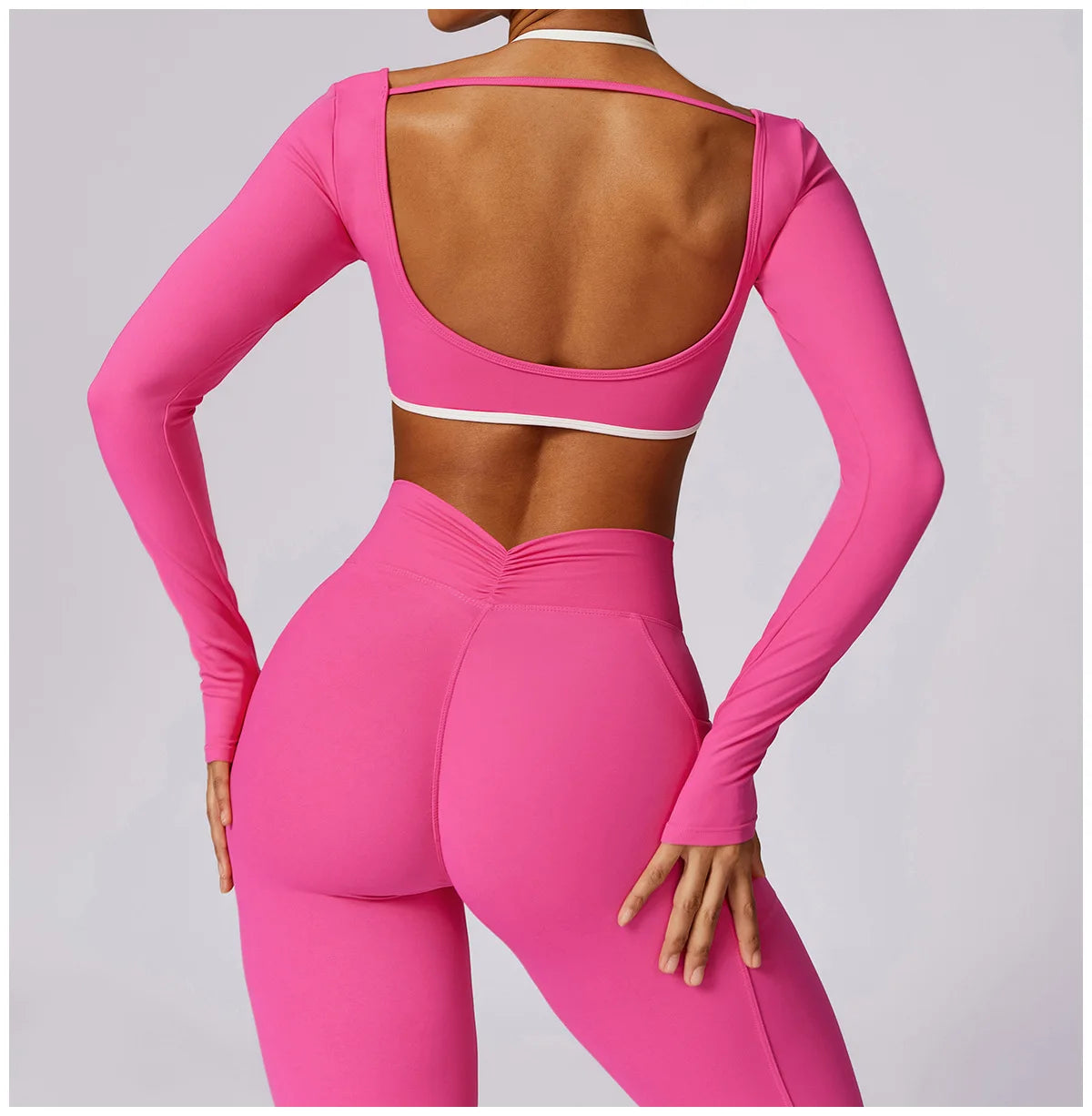 2Pcs Gym Set Women Workout Backless Yoga Suit