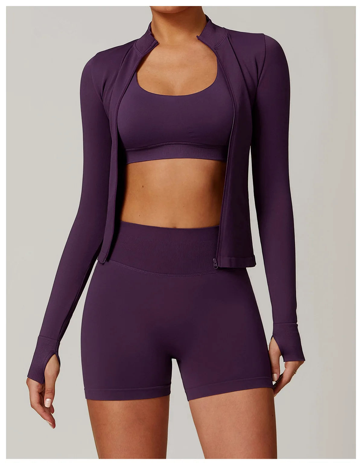 Seamless Yoga Clothes Women's Top Standing Collar Long Sleeved Sports Jacket