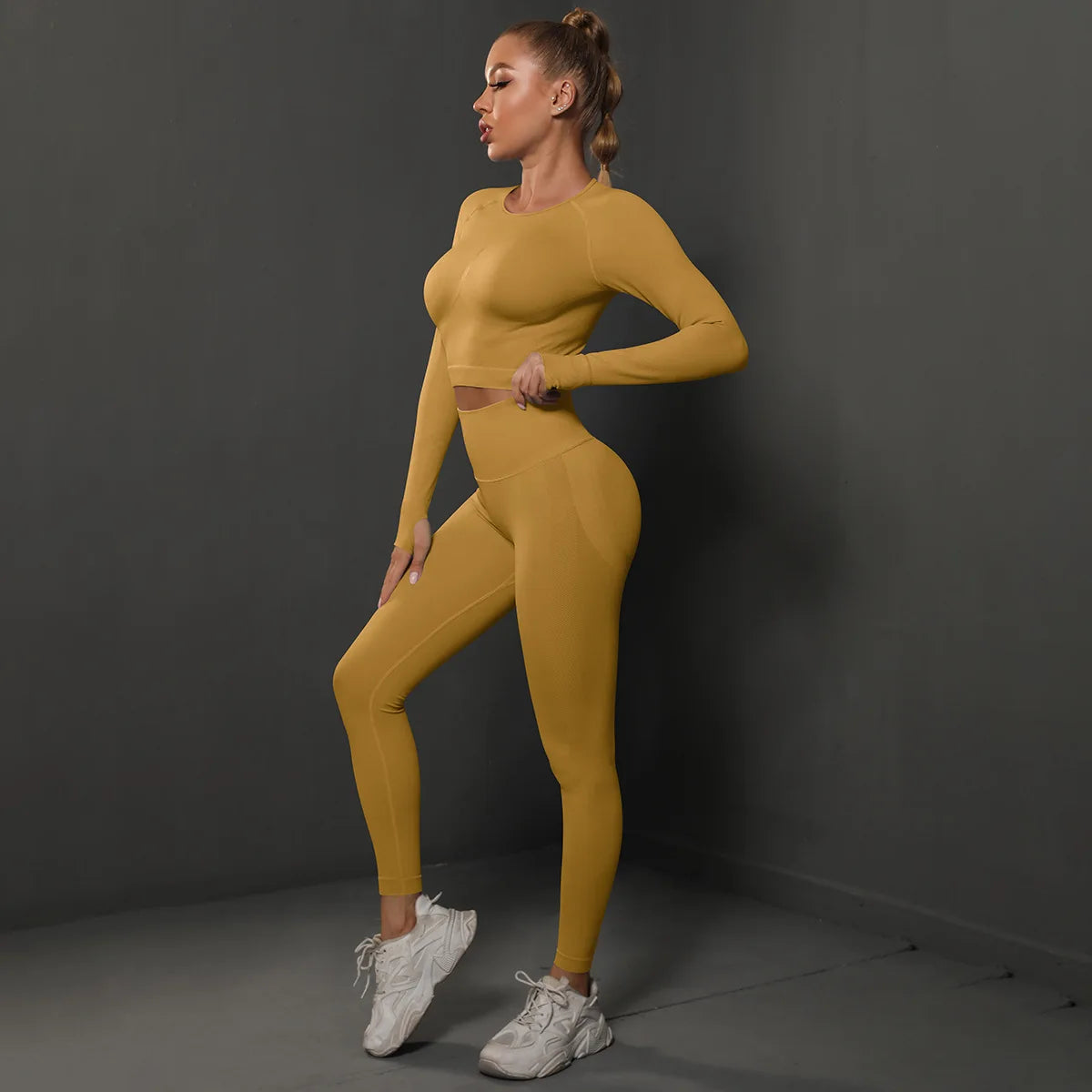 Women Sets 2PCS Energy Seamless Gym Tracksuits Tights Set