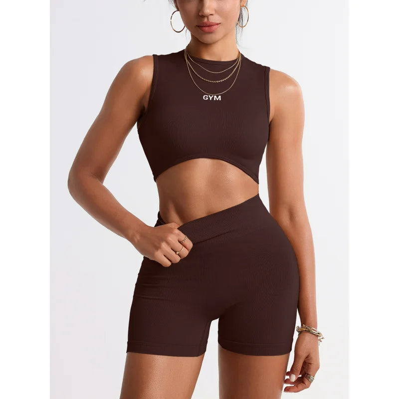 2pcs Seamless Yoga Set Gym Clothes Athletic Wear