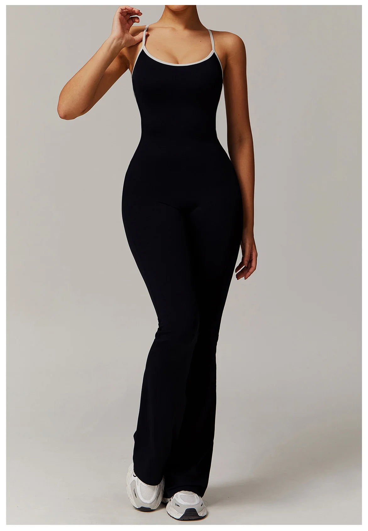 V Back Jumpsuit Gym Set