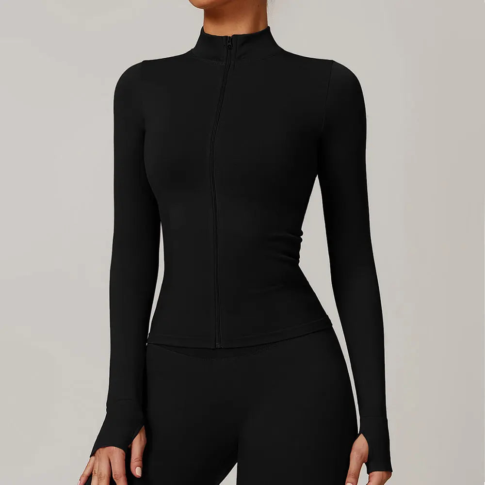 Seamless Yoga Clothes Women's Top Standing Collar Long Sleeved Sports Jacket