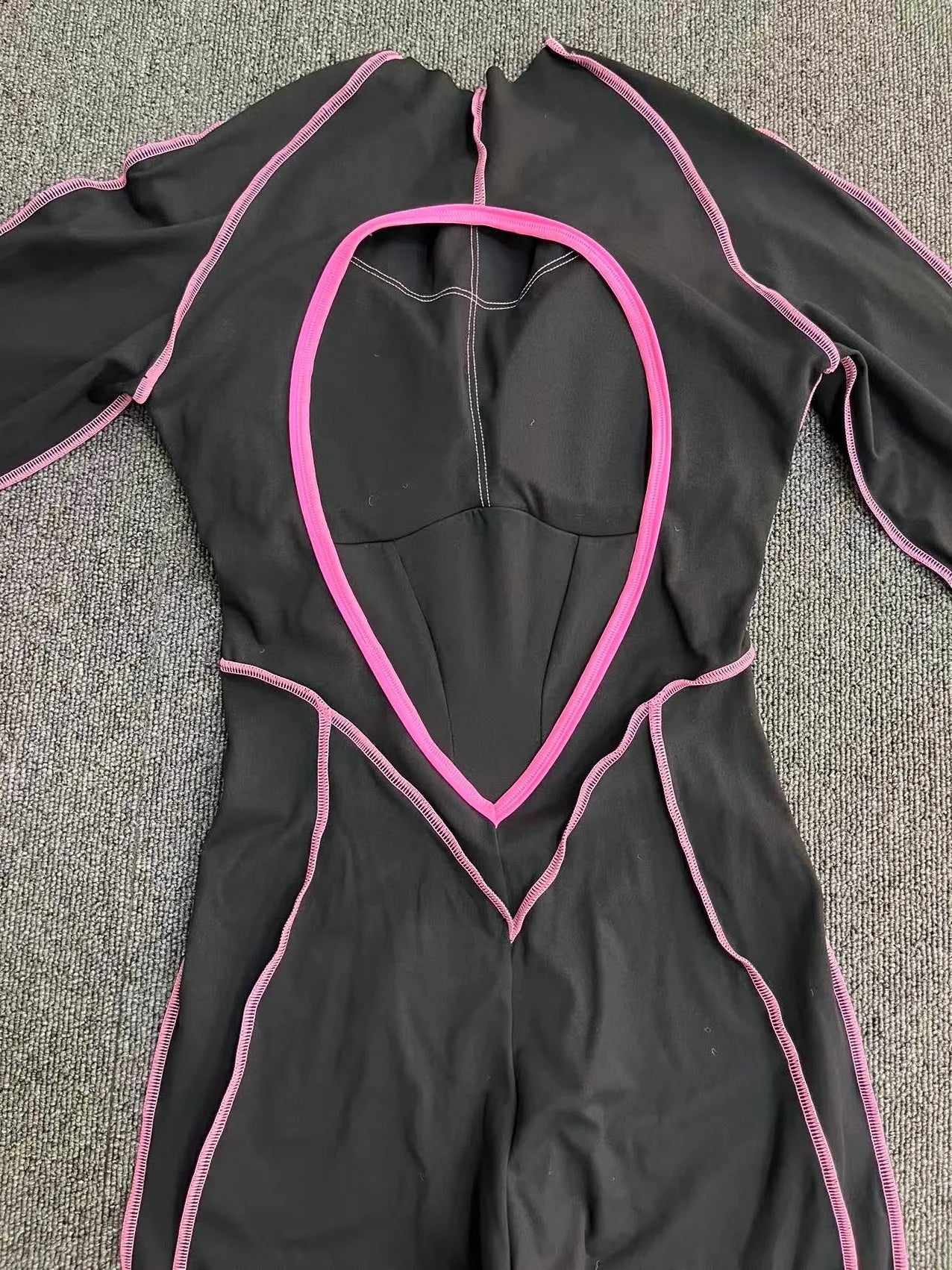 Yoga Suit Sport Fitness Seamless Line Contrast Color Skinny Pants One Piece
