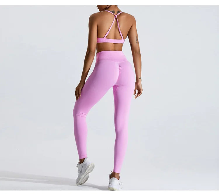 Gym Clothes Women 2 Pcs Yoga Set Sports Bra Seamless High Waist Leggings