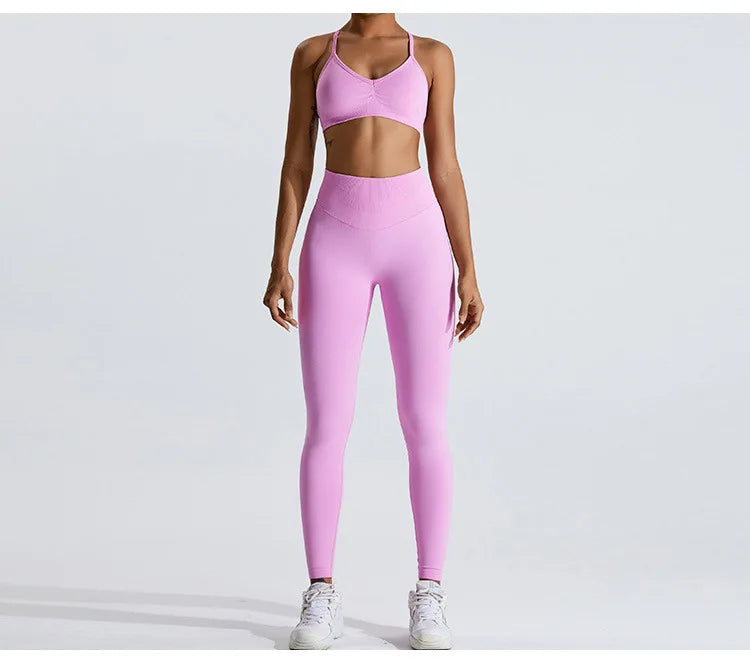 Gym Clothes Women 2 Pcs Yoga Set Sports Bra Seamless High Waist Leggings