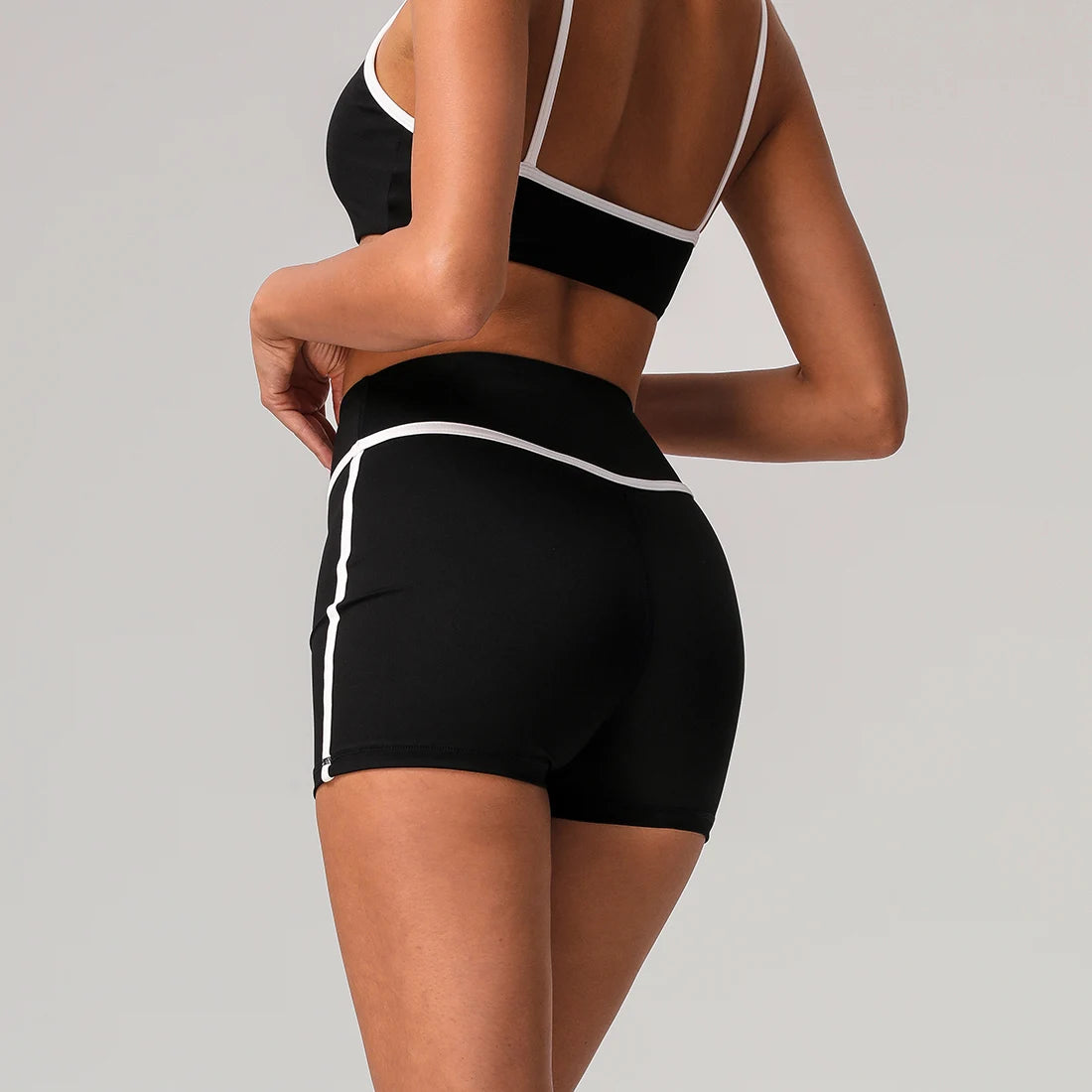 Women Contrast Color Lift Buttocks Outdoor Training Cycling Fitness Gym Casual Sport Shorts