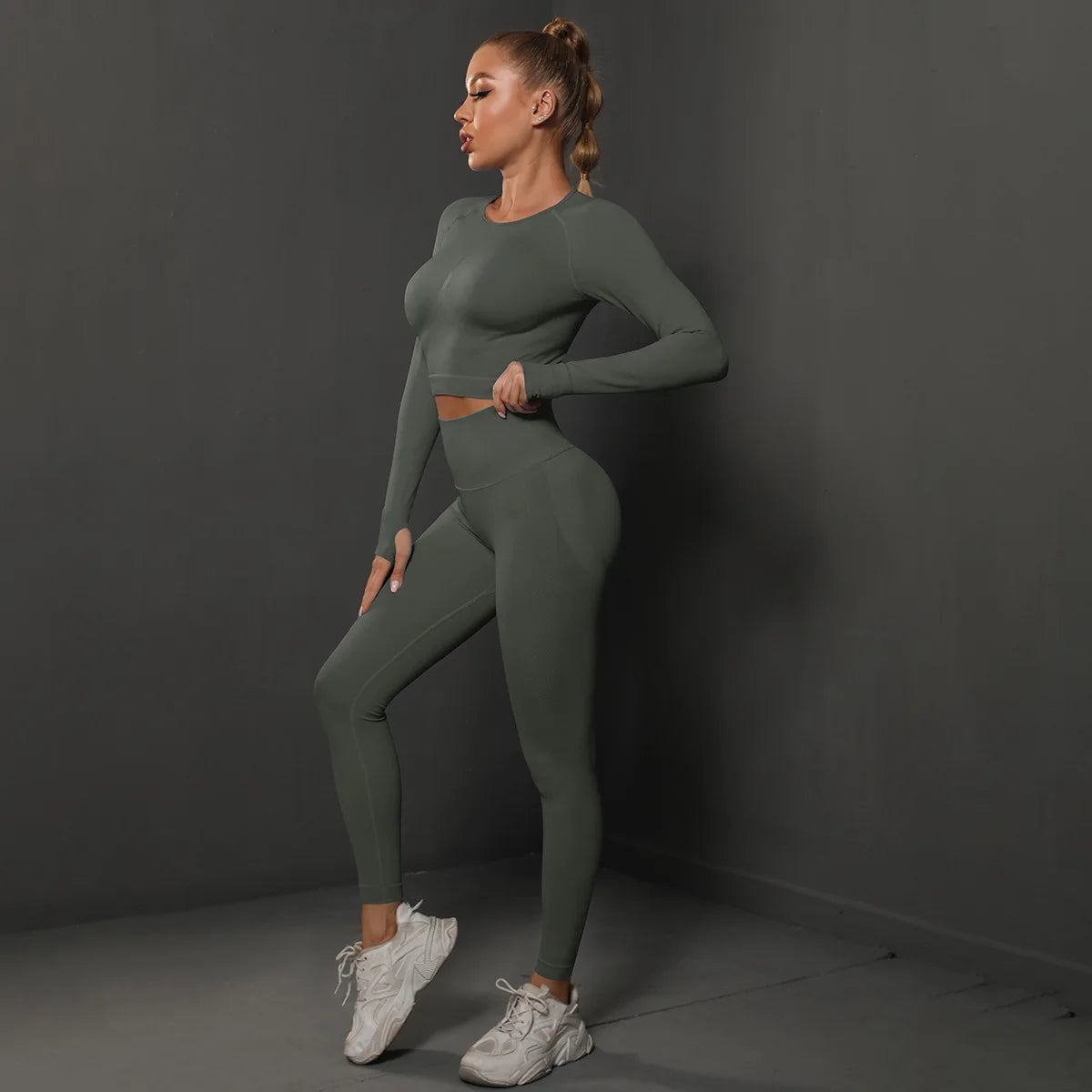 Women Sets 2PCS Energy Seamless Gym Tracksuits Tights Set