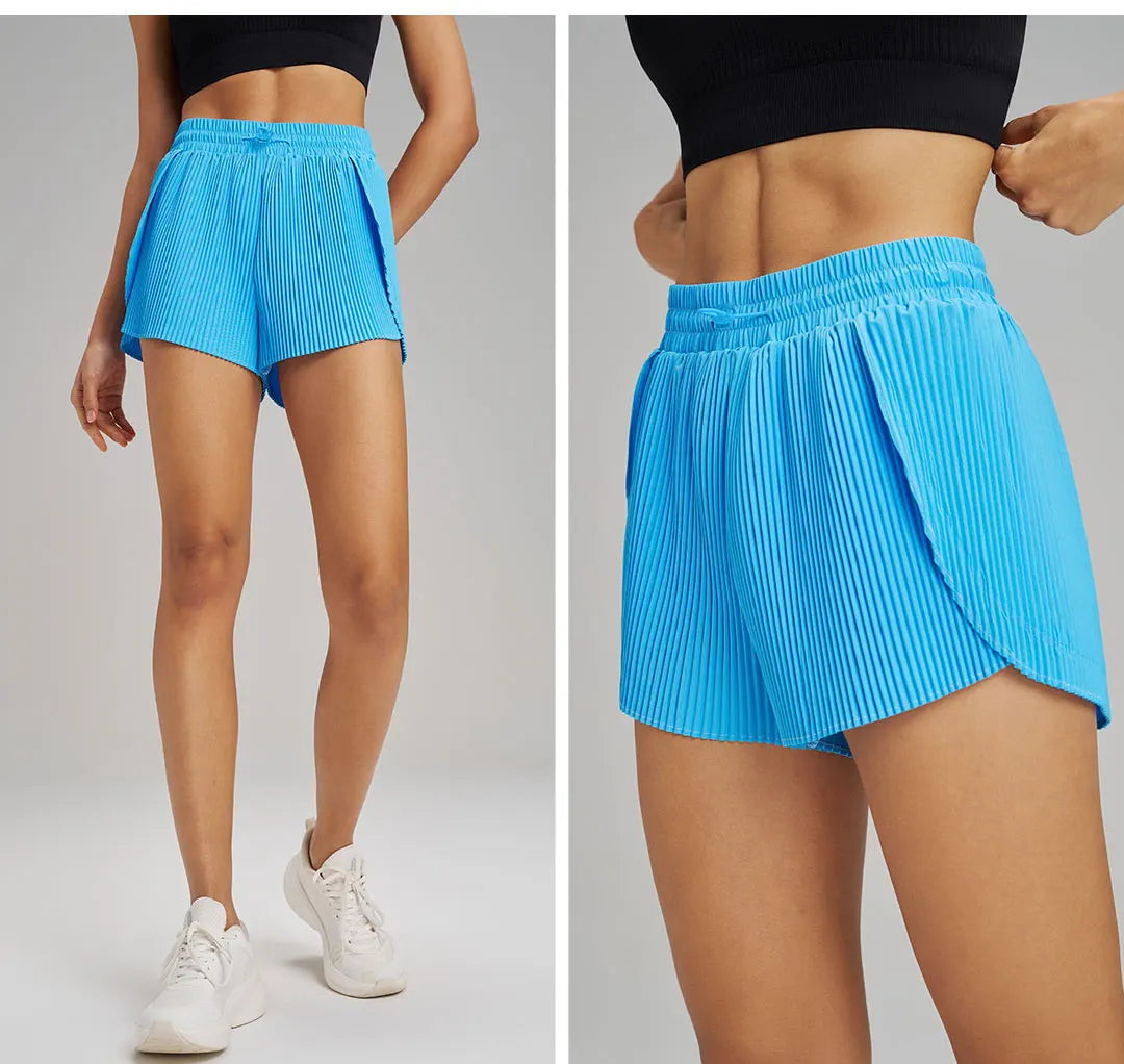 Sports Outdoor Fitness Yoga Shorts Fake Two Pieces Pleated Skirt Pants Breathable Quick Dry Three Point Pants Yoga Skirt